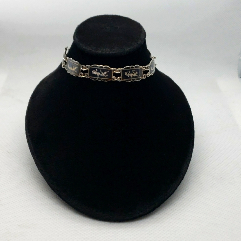 Vintage Siam sterling silver goddess bracelet